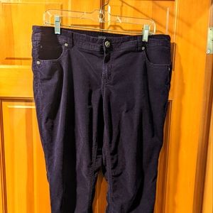 Deep purple corduroy jeans with detailed button